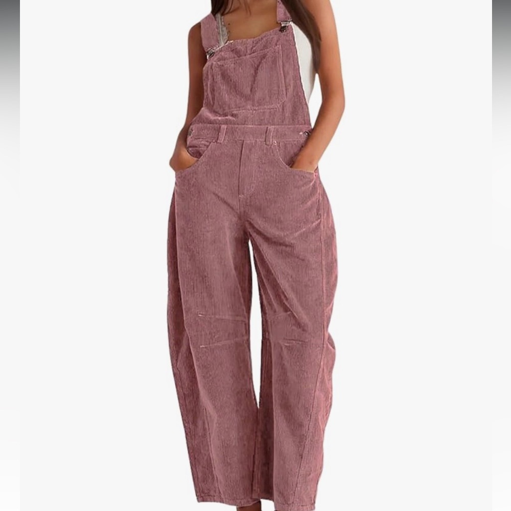 Mauve Pink Corduroy Overalls.